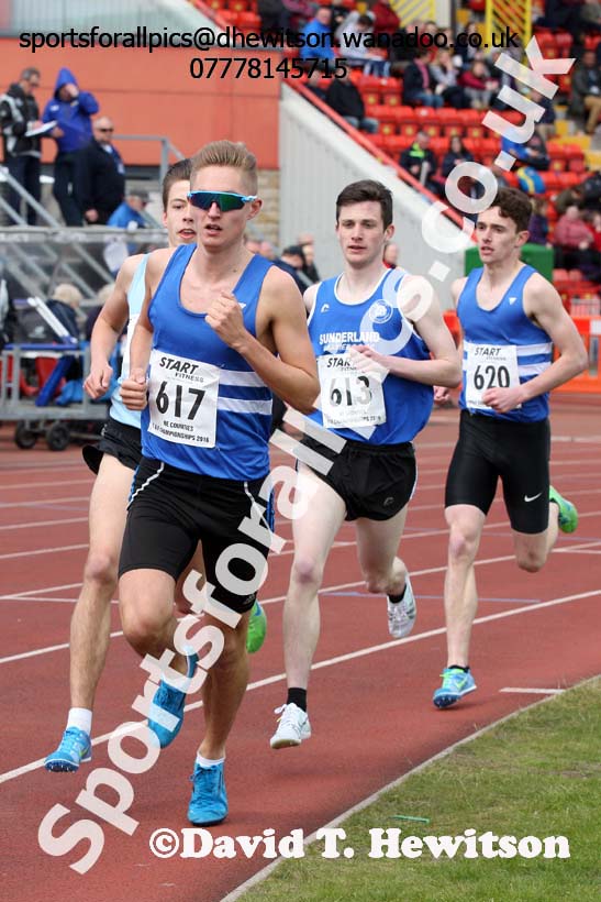 Mens under-20s 1500 metres, North Eastern Track and Field Champs, Gateshead Stadium. Photo: David T. Hewitson/Sports for All Pics